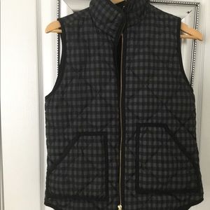 J. Crew gingham print vest with gold zipper